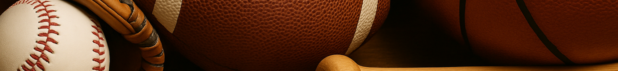 image of baseballs, footballs, soccer ball and basketball