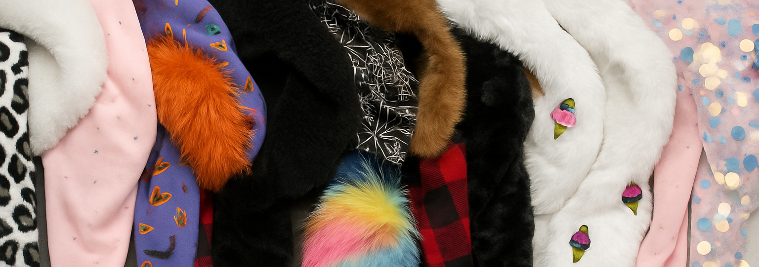 collage of multiple colors and trims of Santa style hats