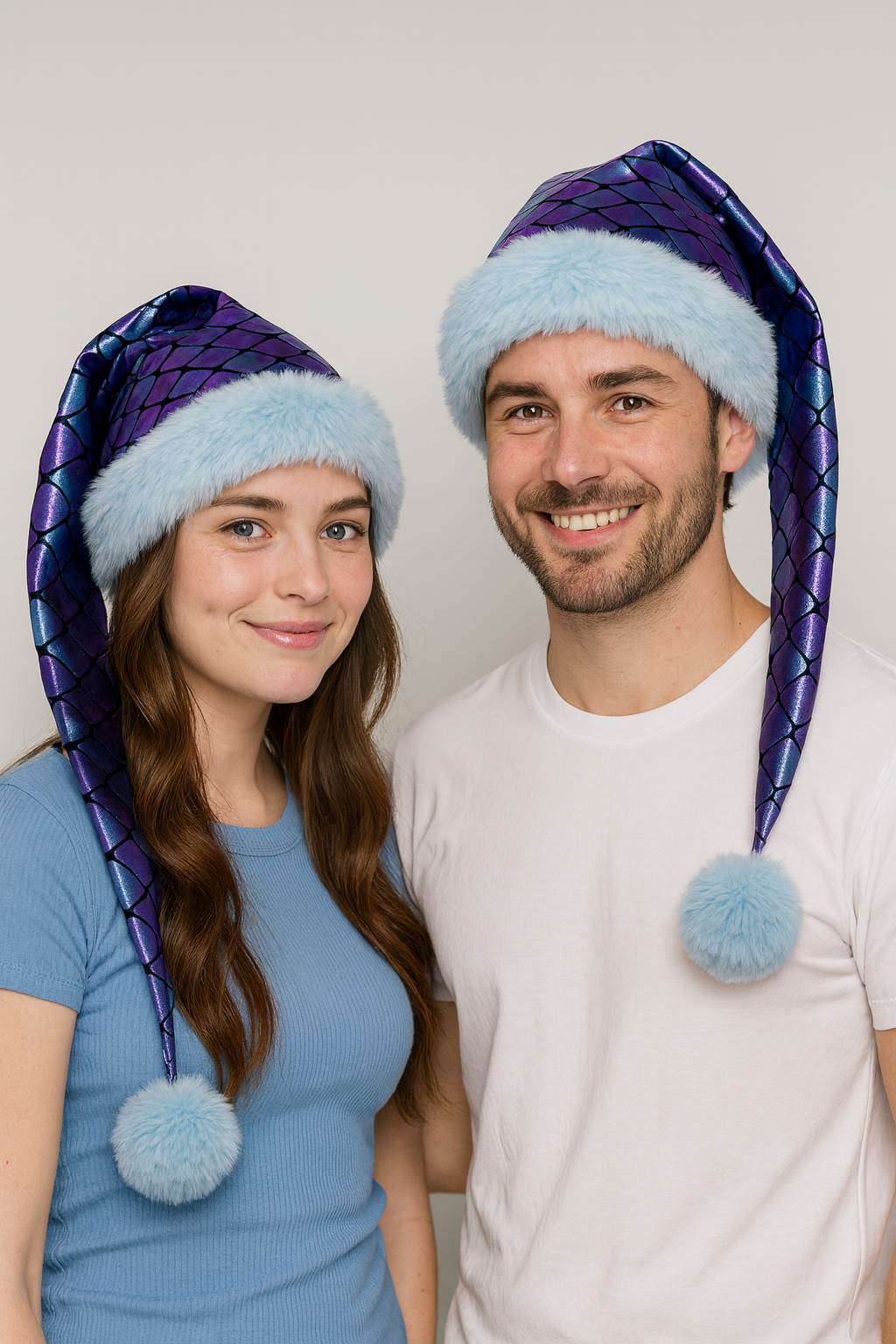 Shimmering Mermaid Scales  Hat with Light Blue