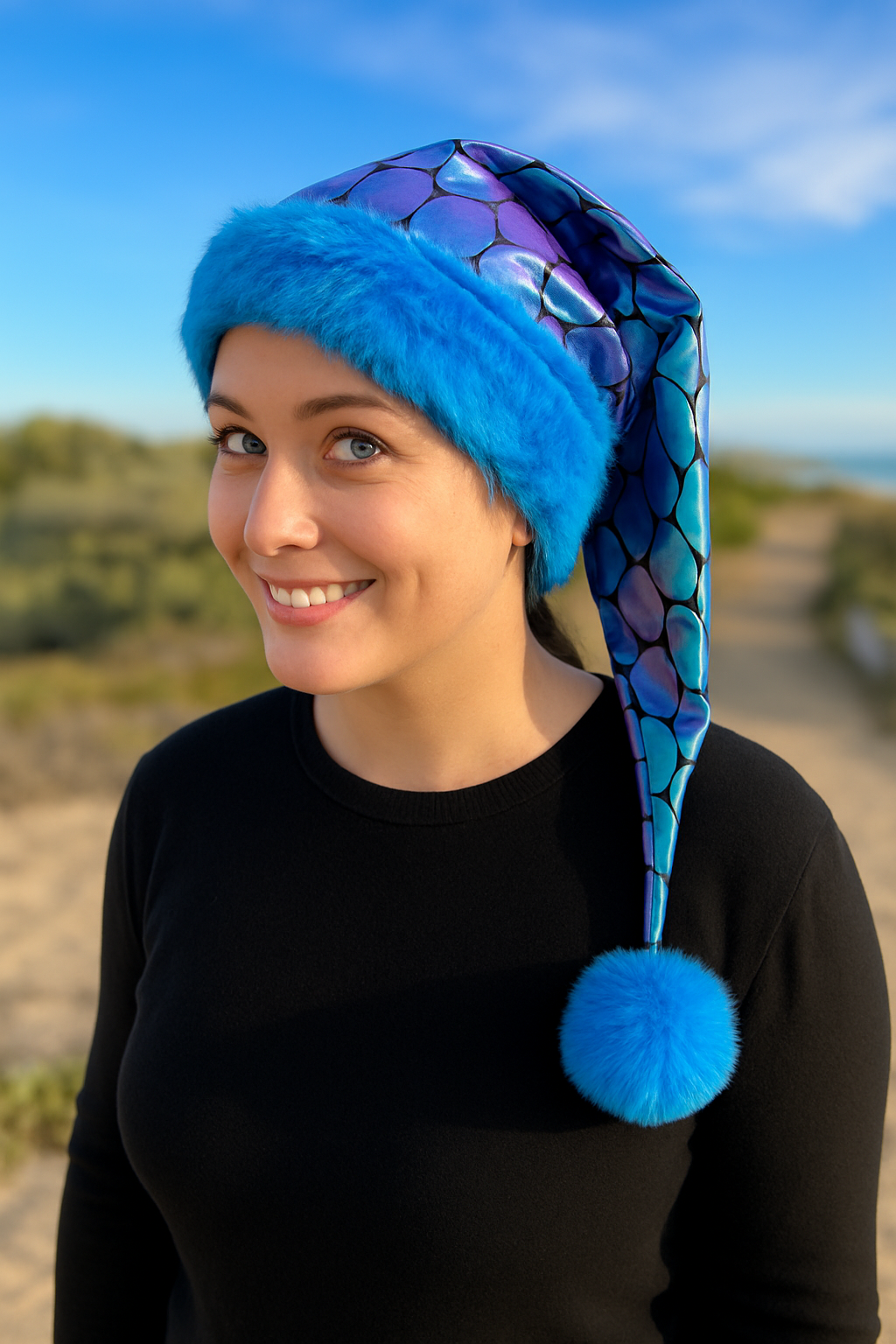 Shimmering Mermaid Scales  Hat with Blue
