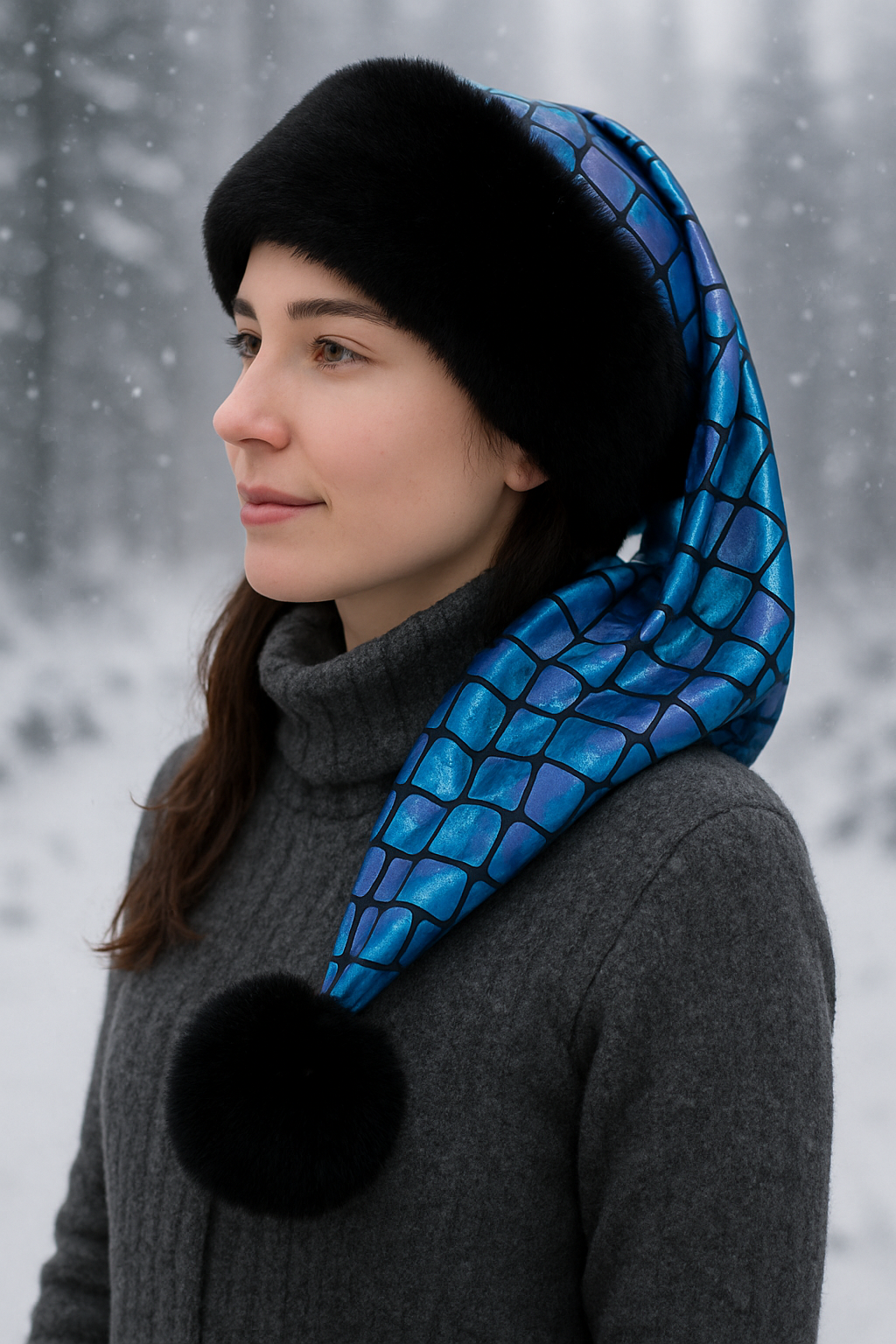 Shimmering Mermaid Scales  Hat with Black