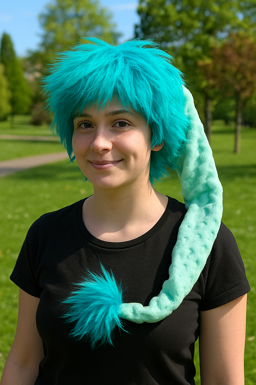 Bumpy Aqua Hat with Teal