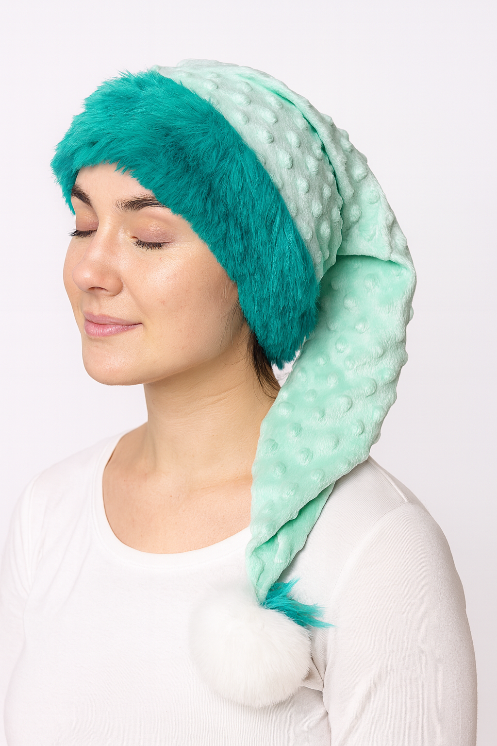 Bumpy Aqua Hat with White and Rainbow