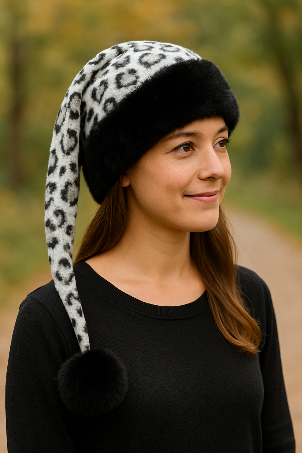 Gray Leopard Hat with Black