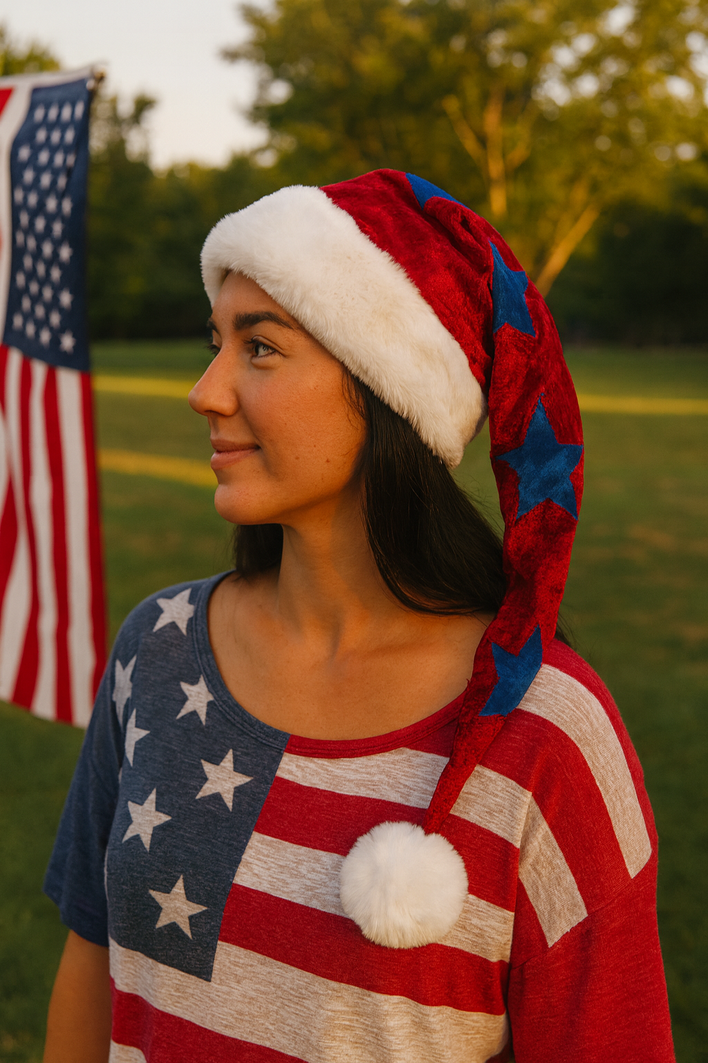 Red Velvet and Blue Star Insets Hat with White
