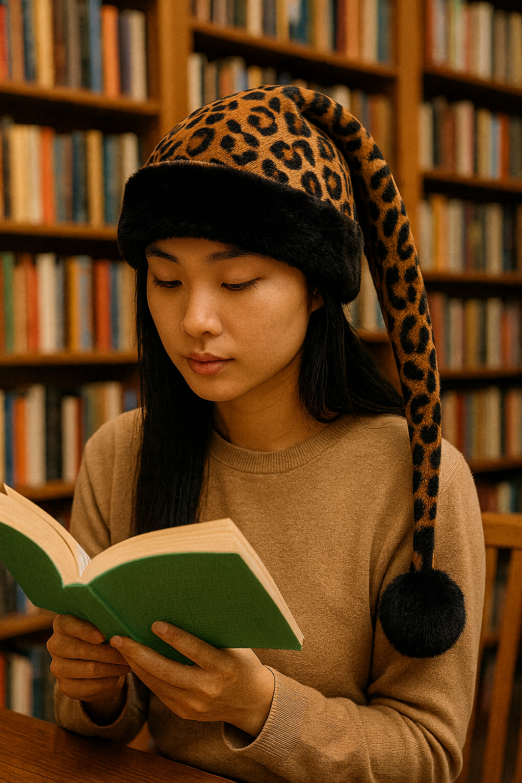 Brown Leopard Hat with Black