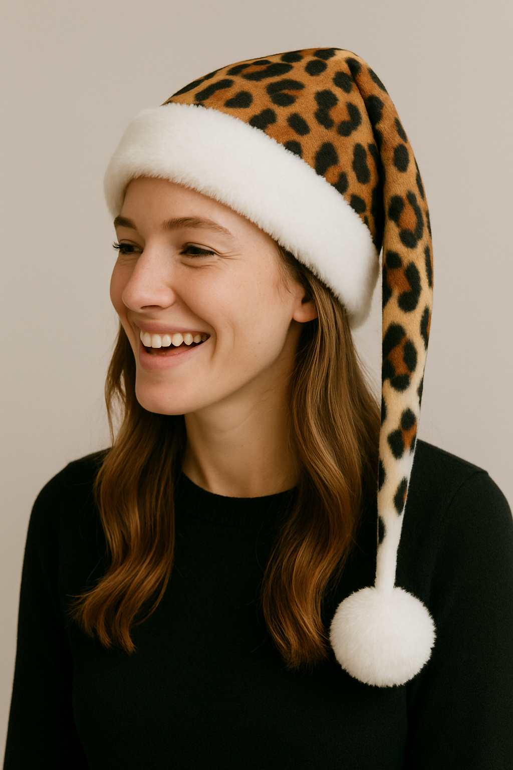 Brown Leopard Hat with White