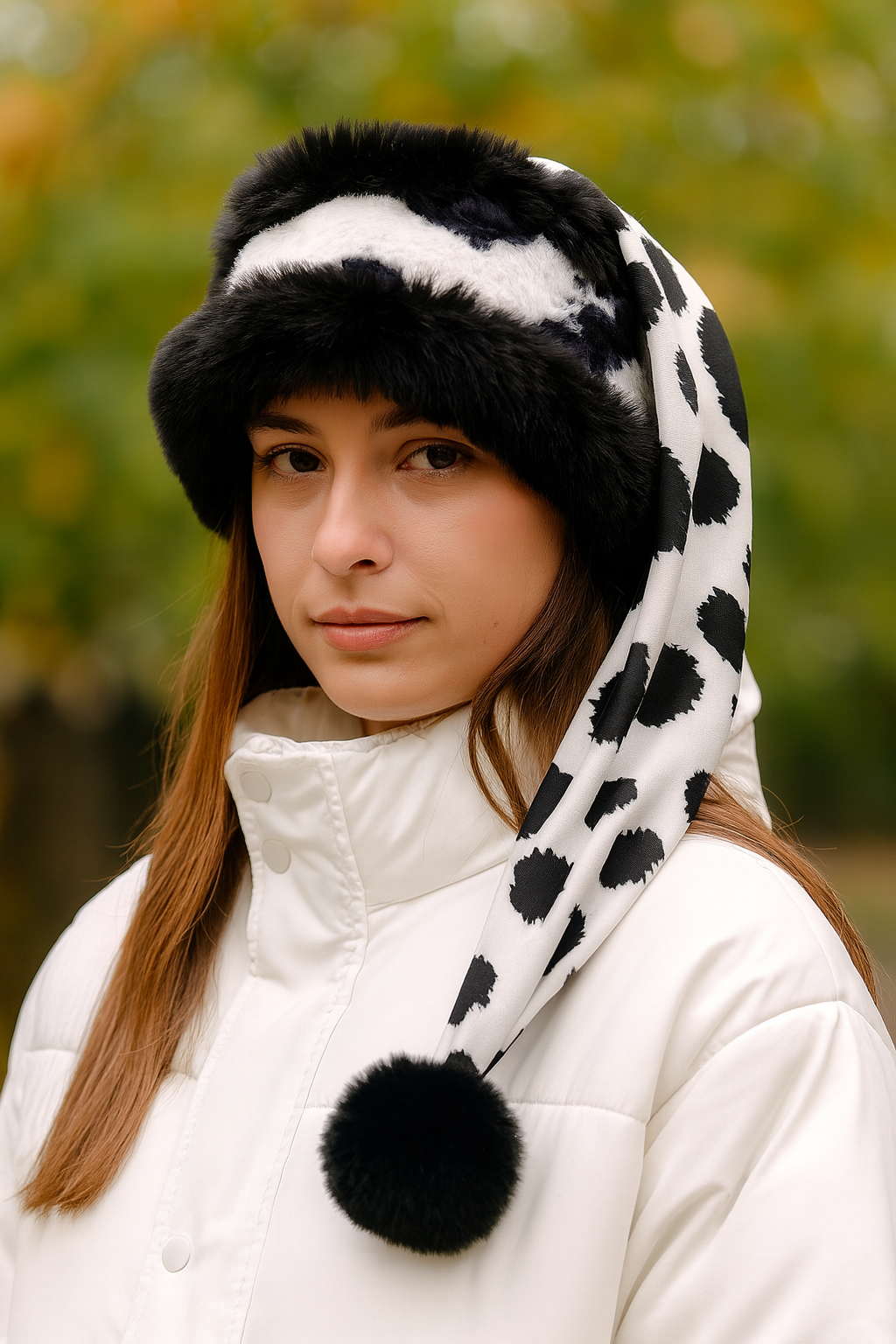 Cow Print Hat with Cow and Black