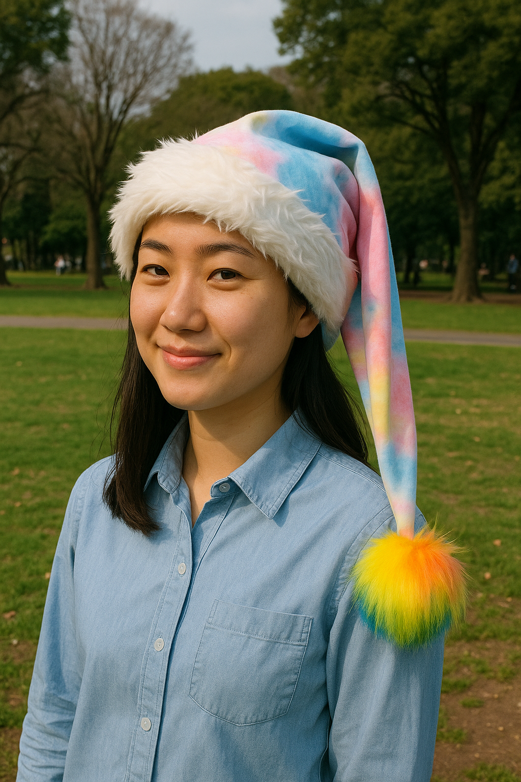 Tie-Dye Hat with White and Rainbow