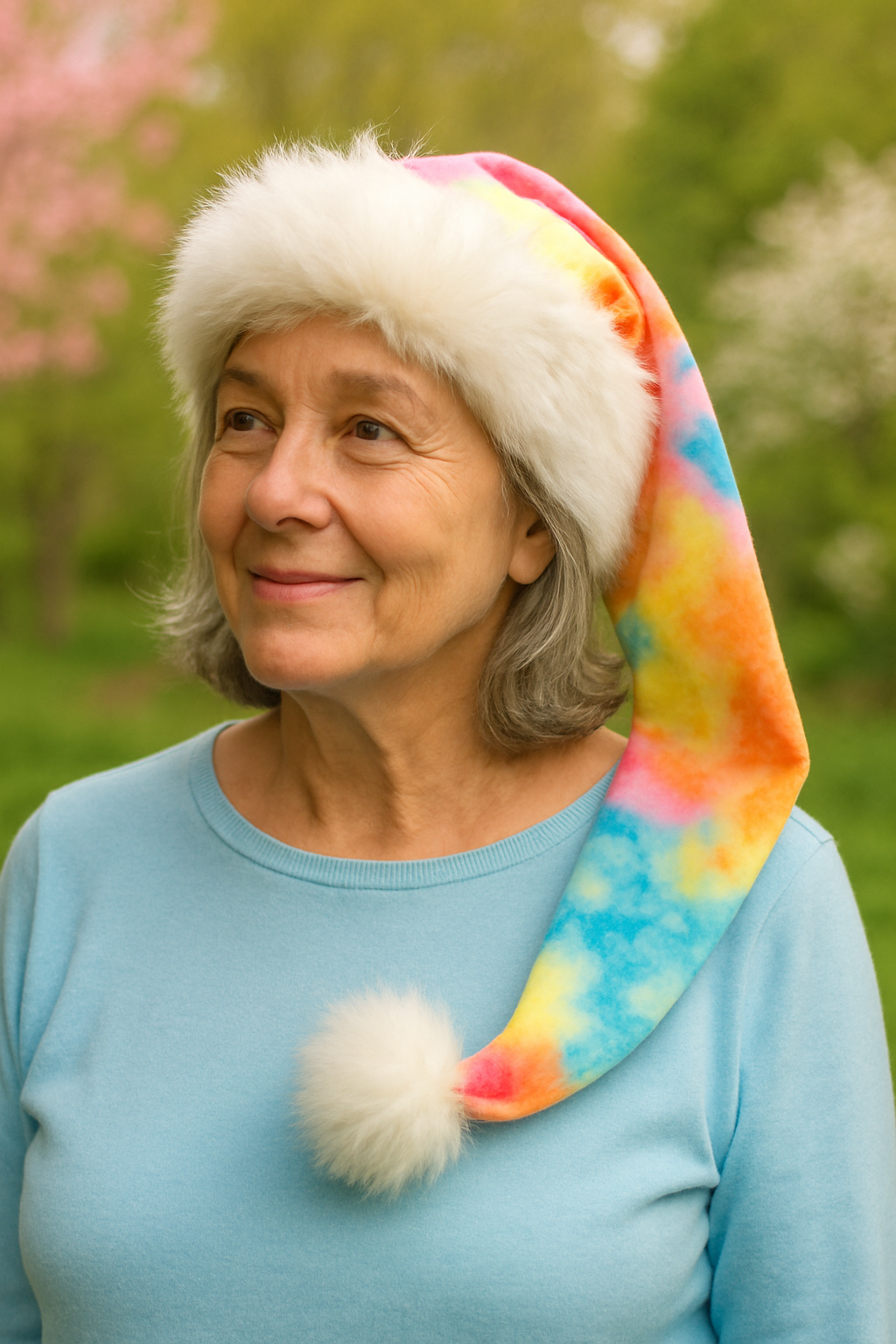 Tie-Dye Hat with White