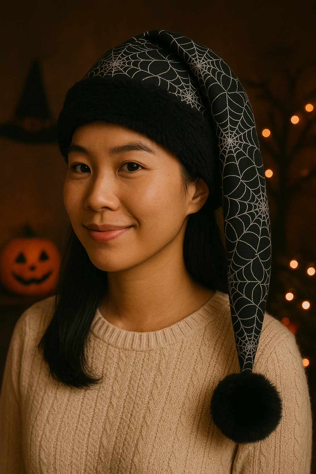 Black Irridecent Web Hat with Black