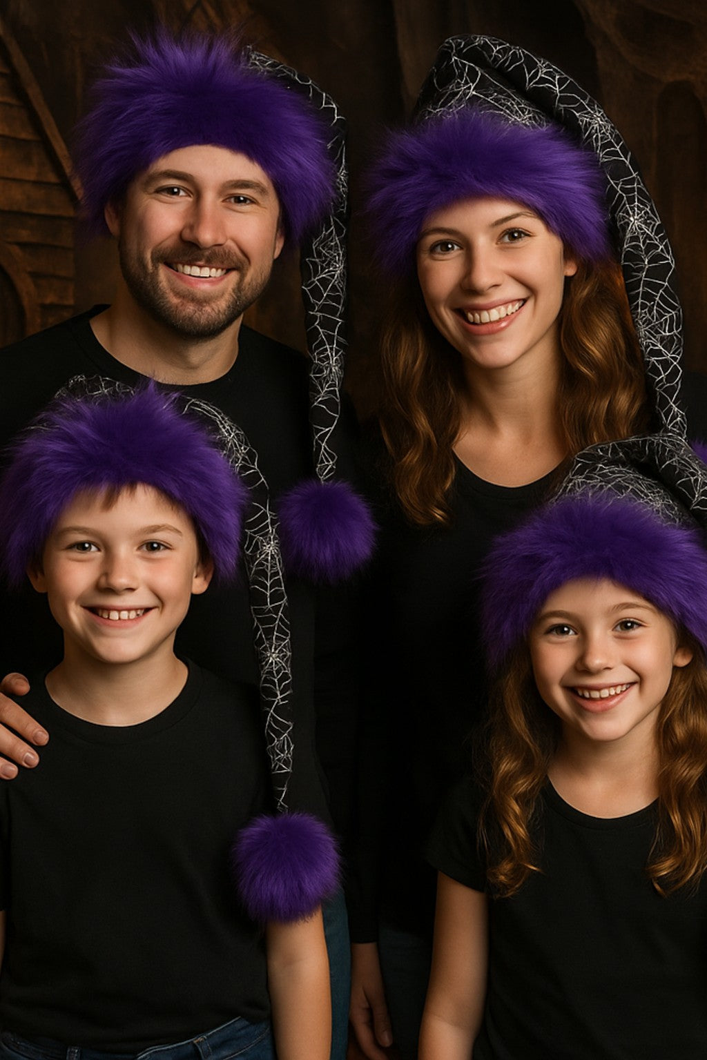 Black Irridecent Web Hat with Purple