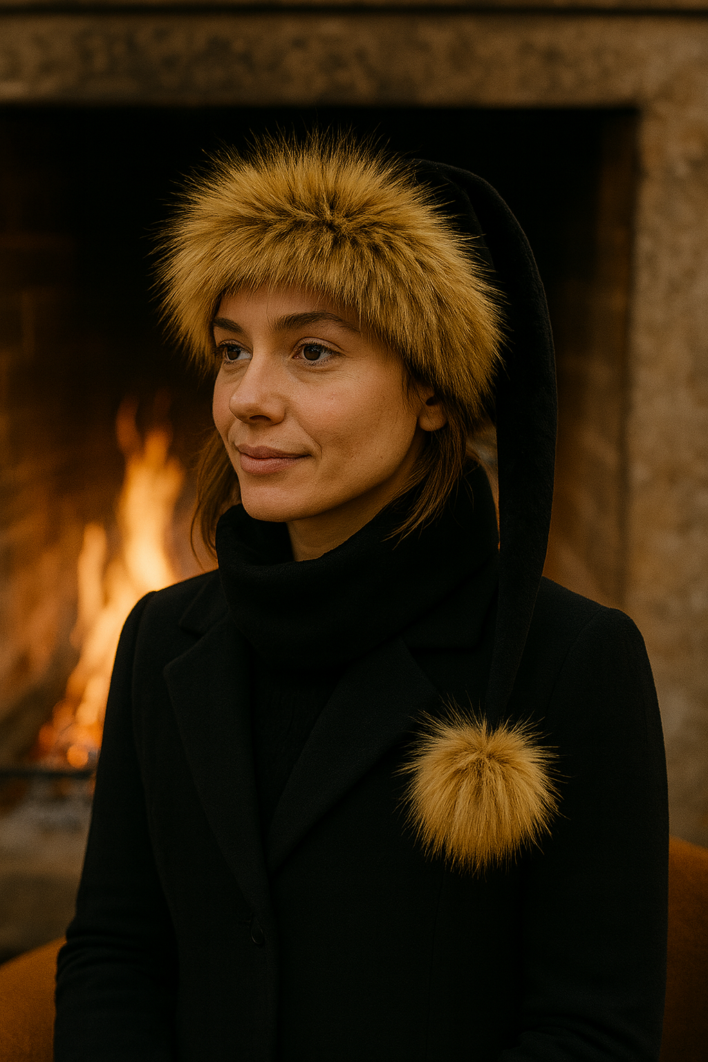 Black Velvet Hat with Brown