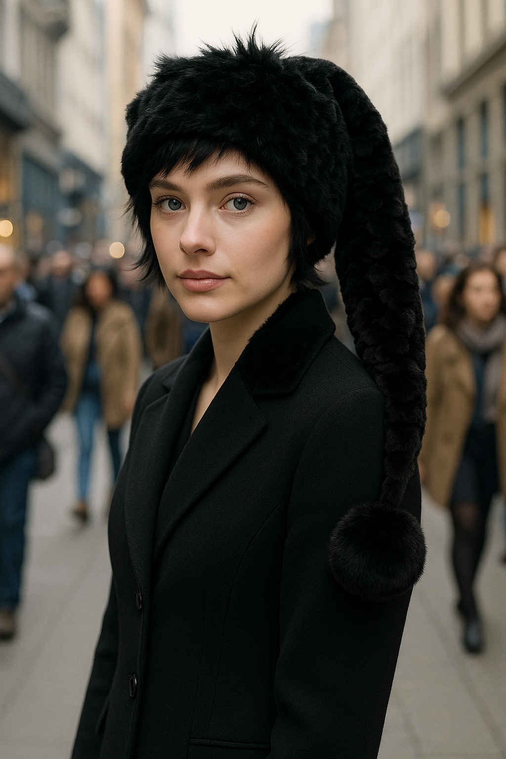 Black Velvet Hat with Black